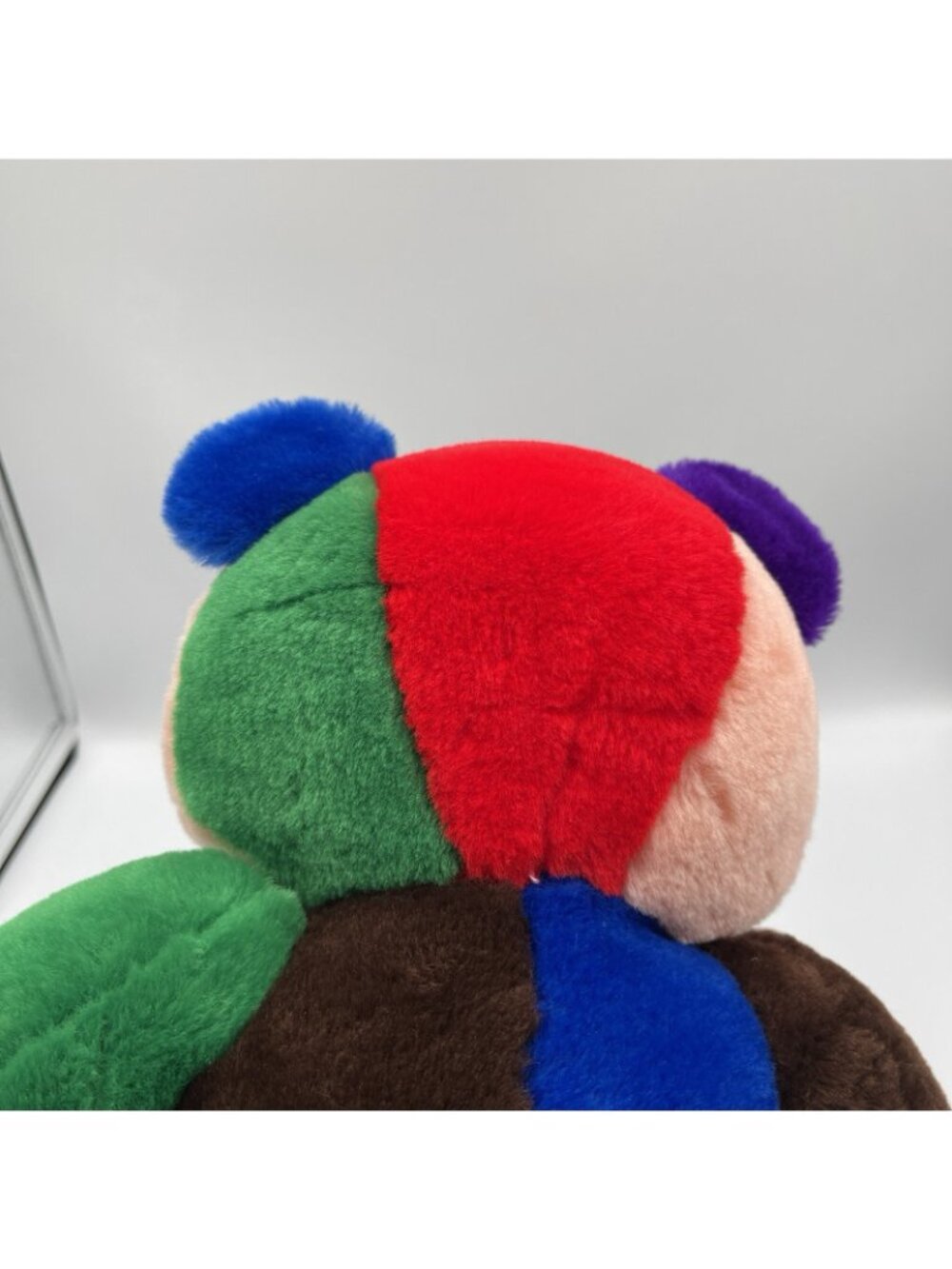 Vtg 1996 Peef Bear Christmas Teddy Colorblock Plush Stuffed Animal 14" Squeaker - Picture 14 of 15